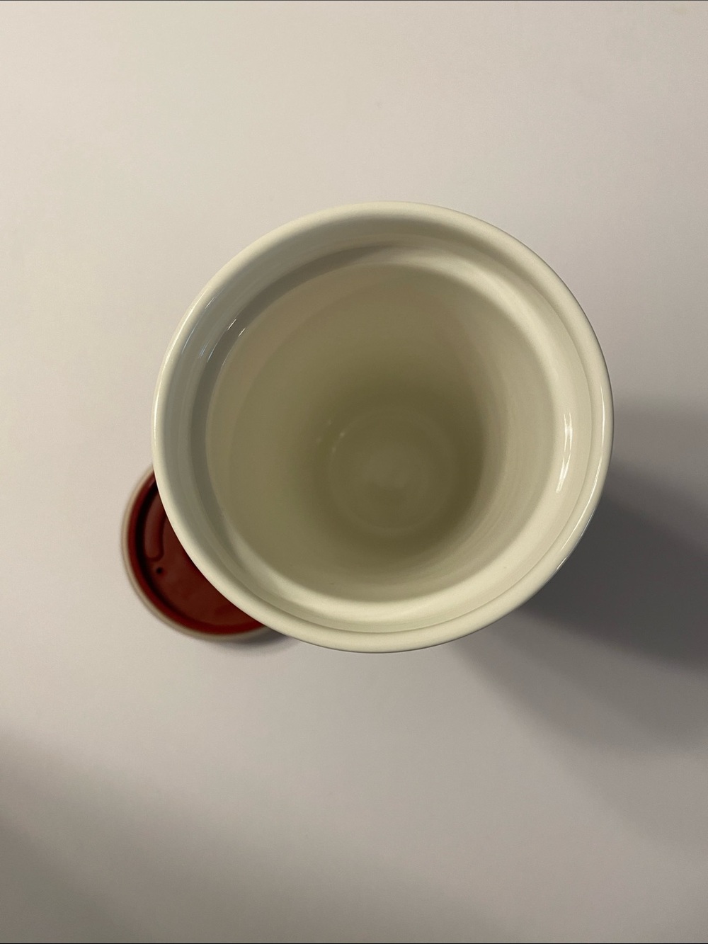 Starbucks Cream Ceramic Tumbler with Red and Brown Retro Swirl - Picture 4 of 5